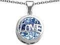 Star K™ Large Love Round Pendant Necklace with 15mm Round Simulated Aquamarine