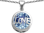 Star K™ Large Love Round Pendant Necklace with 15mm Round Simulated Aquamarine