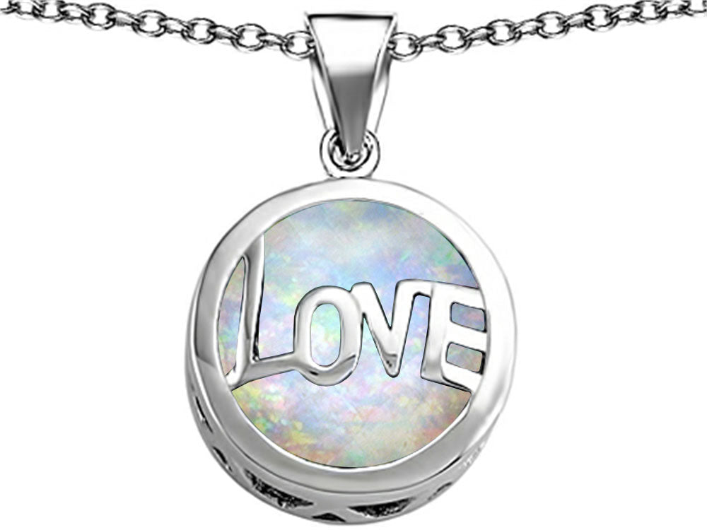 Star K™ Large Love Round Pendant Necklace with 15mm Round Created Opal
