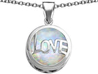Star K™ Large Love Round Pendant Necklace with 15mm Round Created Opal