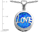 Star K™ Large Love Round Pendant Necklace with 15mm Round Blue Created Opal
