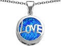 Star K™ Large Love Round Pendant Necklace with 15mm Round Blue Created Opal