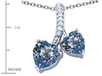 Star K™ 8mm and 7mm Heart Shape Simulated Aquamarine Double Hearts Pendant Necklace
