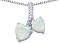 Star K™ 8mm and 7mm Heart Shape Created Opal and Cubic Zirconia Double Hearts Pendant Necklace