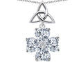 Star K™ Lucky Shamrock Celtic Knot Made with Heart 6mm White Topaz Pendant Necklace