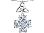 Star K™ Lucky Shamrock Celtic Knot Made with Heart 6mm White Topaz Pendant Necklace