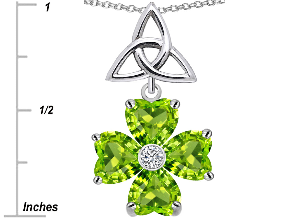 Star K™ Lucky Shamrock Celtic Knot Made with Heart 6mm Simulated Peridot Pendant Necklace