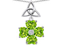 Star K™ Lucky Shamrock Celtic Knot Made with Heart 6mm Simulated Peridot Pendant Necklace