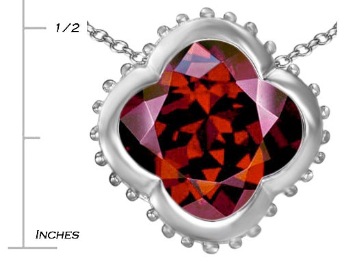 Star K™ Large Clover Pendant Necklace with 12mm Clover Cut Simulated Garnet