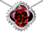 Star K™ Large Clover Pendant Necklace with 12mm Clover Cut Simulated Garnet