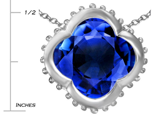 Star K™ Large Clover Pendant Necklace with 12mm Clover Cut Created Sapphire