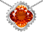 Star K™ Large Clover Pendant Necklace with 12mm Clover Cut Simulated Mexican Orange Fire Opal