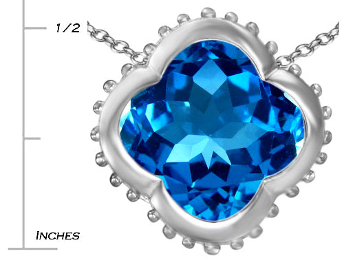Star K™ Large Clover Pendant Necklace with 12mm Clover Cut Simulated Blue Topaz