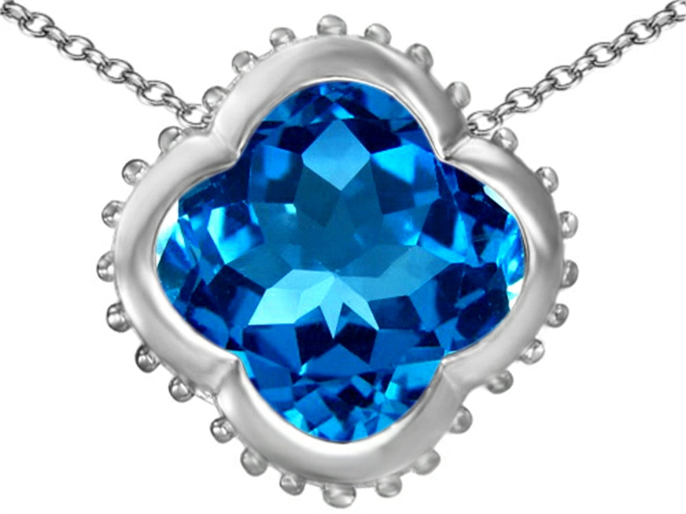 Star K™ Large Clover Pendant Necklace with 12mm Clover Cut Simulated Blue Topaz