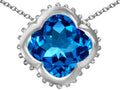 Star K™ Large Clover Pendant Necklace with 12mm Clover Cut Simulated Blue Topaz