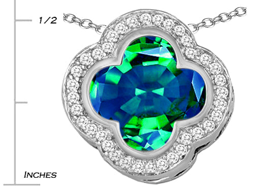 Star K™ Large Clover Pendant Necklace with 12mm Clover Cut Simulated Emerald