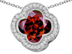 Star K™ Large Clover Pendant Necklace with 12mm Clover Cut Simulated Garnet