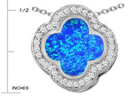Star K™ Large Clover Pendant Necklace with 12mm Clover Cut Blue Created Opal