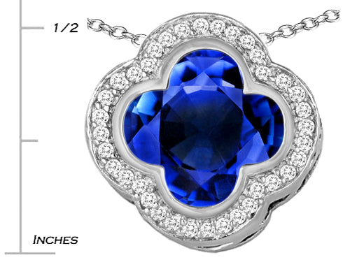 Star K™ Large Clover Pendant Necklace with 12mm Clover Cut Simulated Sapphire