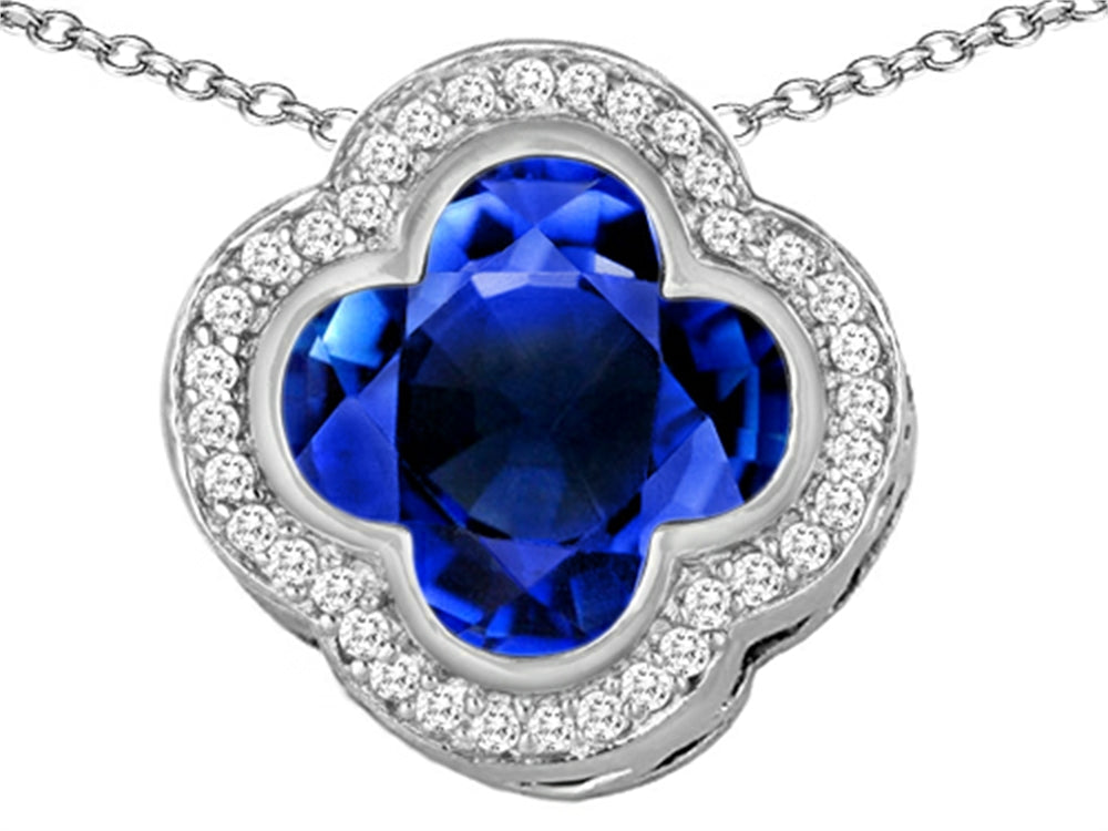 Star K™ Large Clover Pendant Necklace with 12mm Clover Cut Simulated Sapphire