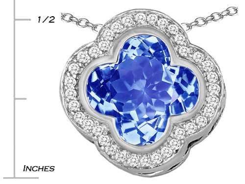 Star K™ Large Clover Pendant Necklace with 12mm Clover Cut Simulated Aquamarine