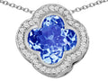 Star K™ Large Clover Pendant Necklace with 12mm Clover Cut Simulated Aquamarine