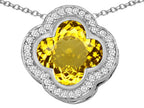 Star K™ Large Clover Pendant Necklace with 12mm Clover Cut Simulated Citrine