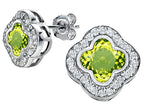 Star K™ Clover Earrings Studs with 8mm Clover Cut Simulated Peridot