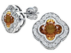 Star K™ Clover Earrings Studs with 8mm Clover Cut Simulated Imperial Yellow Topaz