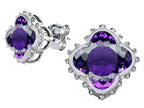 Star K™ Clover Earrings Studs with 8mm Clover Cut Simulated Amethyst