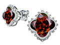 Star K™ Clover Earrings Studs with 8mm Clover Cut Simulated Garnet