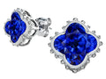 Star K™ Clover Earrings Studs with 8mm Clover Cut Created Sapphire