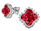 Star K™ Clover Earrings Studs with 8mm Clover Cut Created Ruby