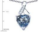 Star K™ 8mm Heart Shape Simulated Aquamarine Ribbon Pendant Necklace