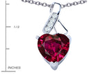 Star K™ 8mm Heart Shape Created Ruby Ribbon Pendant Necklace