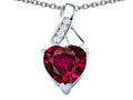 Star K™ 8mm Heart Shape Created Ruby Ribbon Pendant Necklace