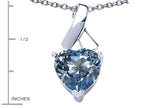 Star K™ 8mm Heart Shape Simulated Aquamarine Ribbon Pendant Necklace