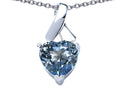 Star K™ 8mm Heart Shape Simulated Aquamarine Ribbon Pendant Necklace