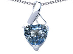 Star K™ 8mm Heart Shape Simulated Aquamarine Ribbon Pendant Necklace
