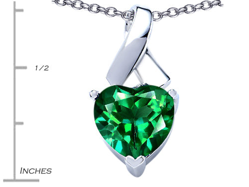 Star K™ 8mm Heart Shape Simulated Emerald Ribbon Pendant Necklace