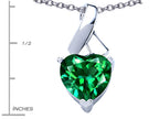 Star K™ 8mm Heart Shape Simulated Emerald Ribbon Pendant Necklace