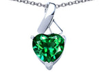 Star K™ 8mm Heart Shape Simulated Emerald Ribbon Pendant Necklace