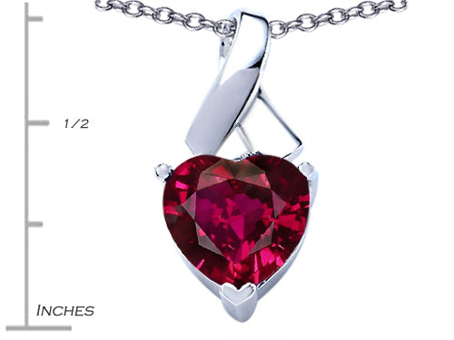 Star K™ 8mm Heart Shape Created Ruby Ribbon Pendant Necklace