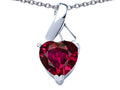Star K™ 8mm Heart Shape Created Ruby Ribbon Pendant Necklace