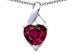 Star K™ 8mm Heart Shape Created Ruby Ribbon Pendant Necklace
