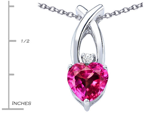 Star K™ 8mm Heart Shape Created Pink Sapphire Cross Heart Pendant Necklace