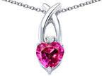 Star K™ 8mm Heart Shape Created Pink Sapphire Cross Heart Pendant Necklace