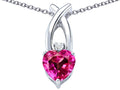 Star K™ 8mm Heart Shape Created Pink Sapphire Cross Heart Pendant Necklace