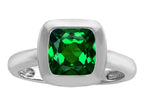 Star K 8mm Cushion-Cut Solitaire Ring With Simulated Emerald