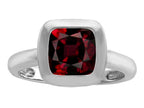 Star K 8mm Cushion-Cut Solitaire Ring With Simulated Garnet